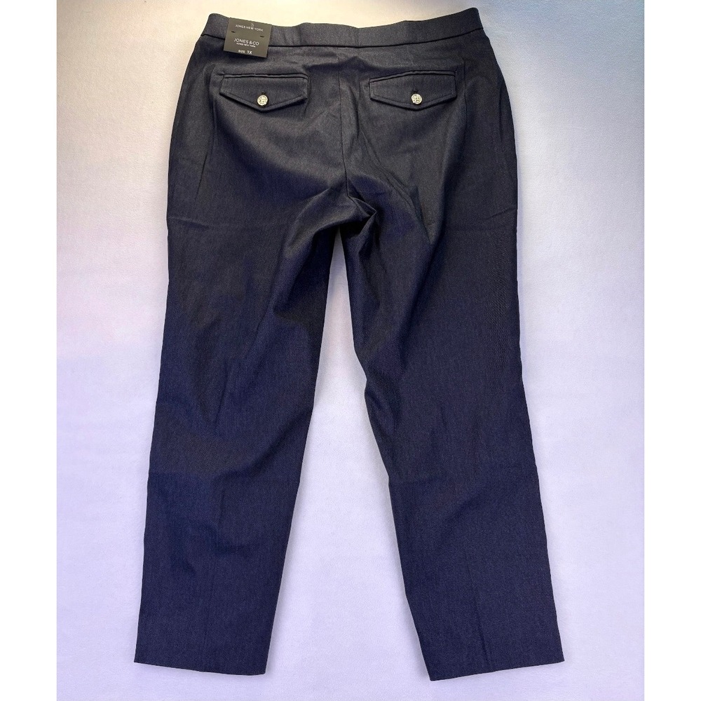 NWT Jones New York Jones & Co Women 1X Navy Blue Pull On Slim Leg Pants Career - Picture 9 of 11